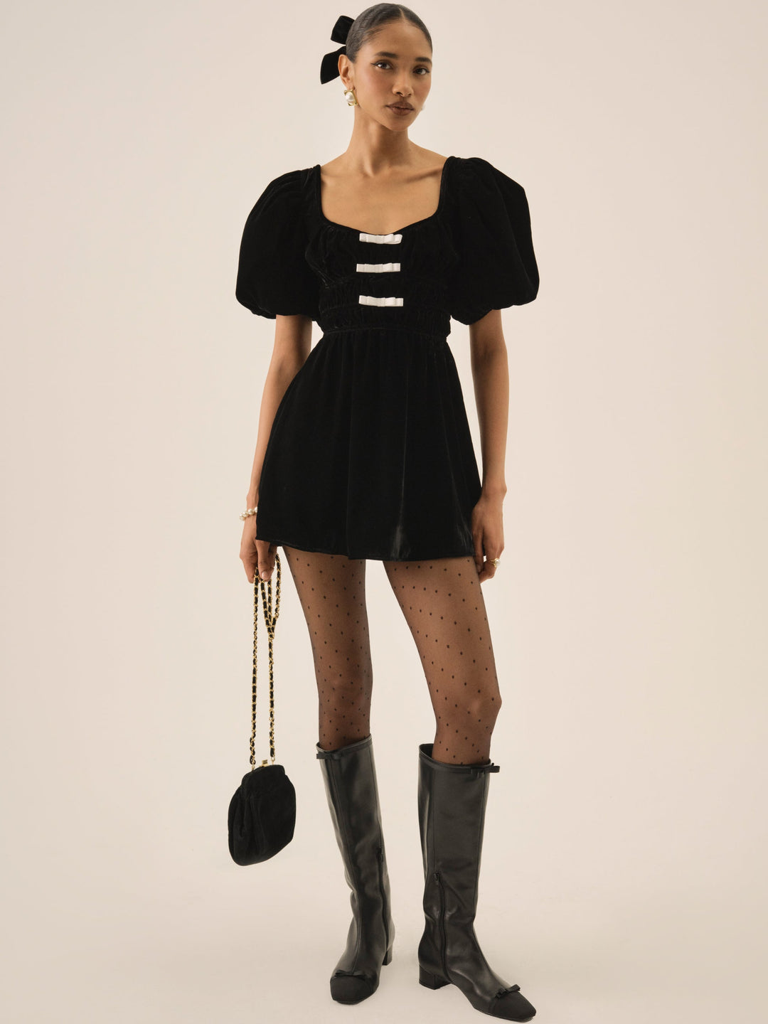 Marta Velvet Mini Dress Black