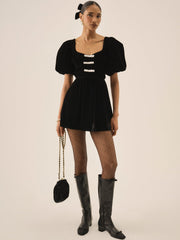 Marta Velvet Mini Dress Black