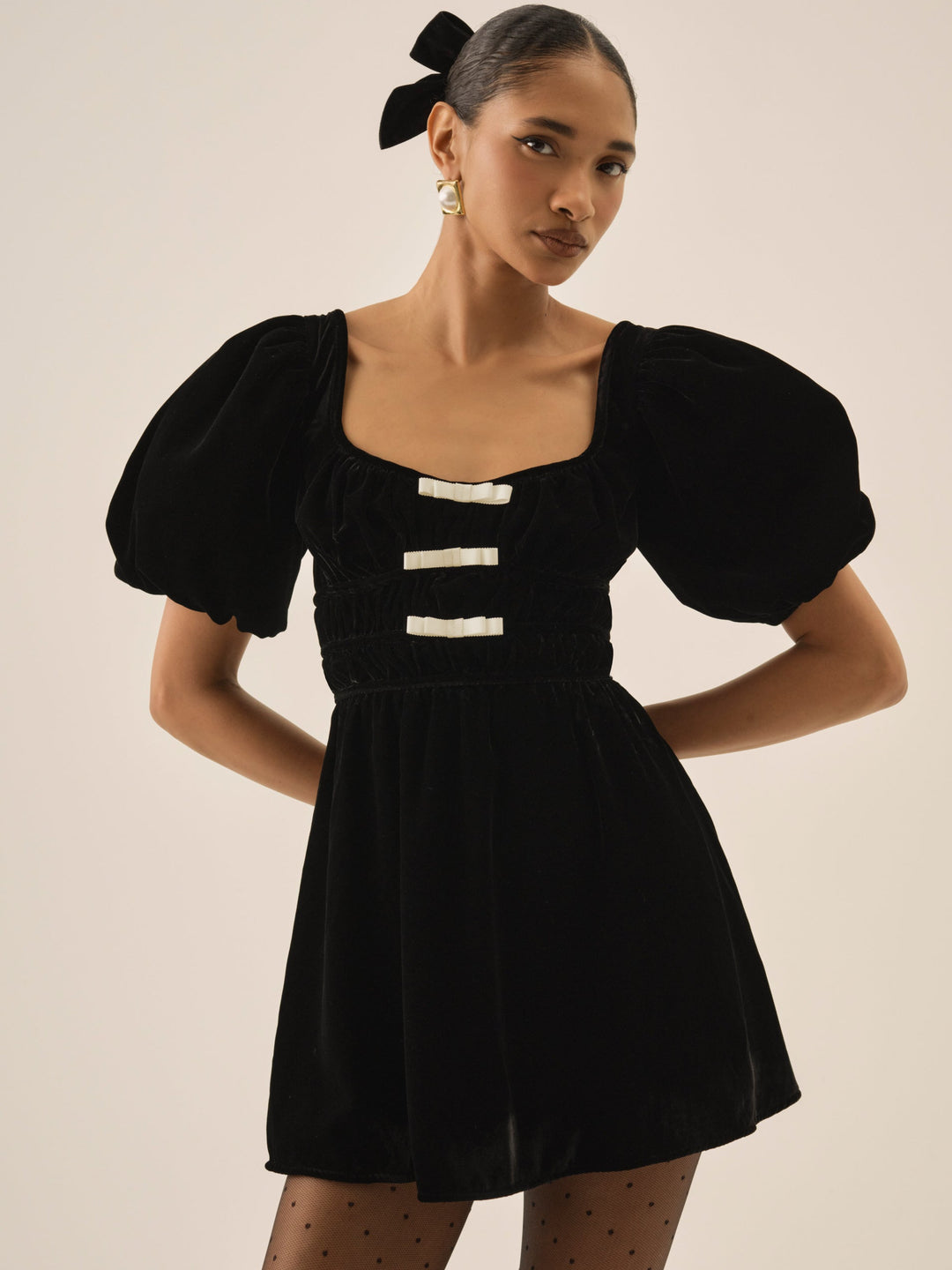 Marta Velvet Mini Dress Black