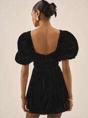 Marta Velvet Mini Dress Black