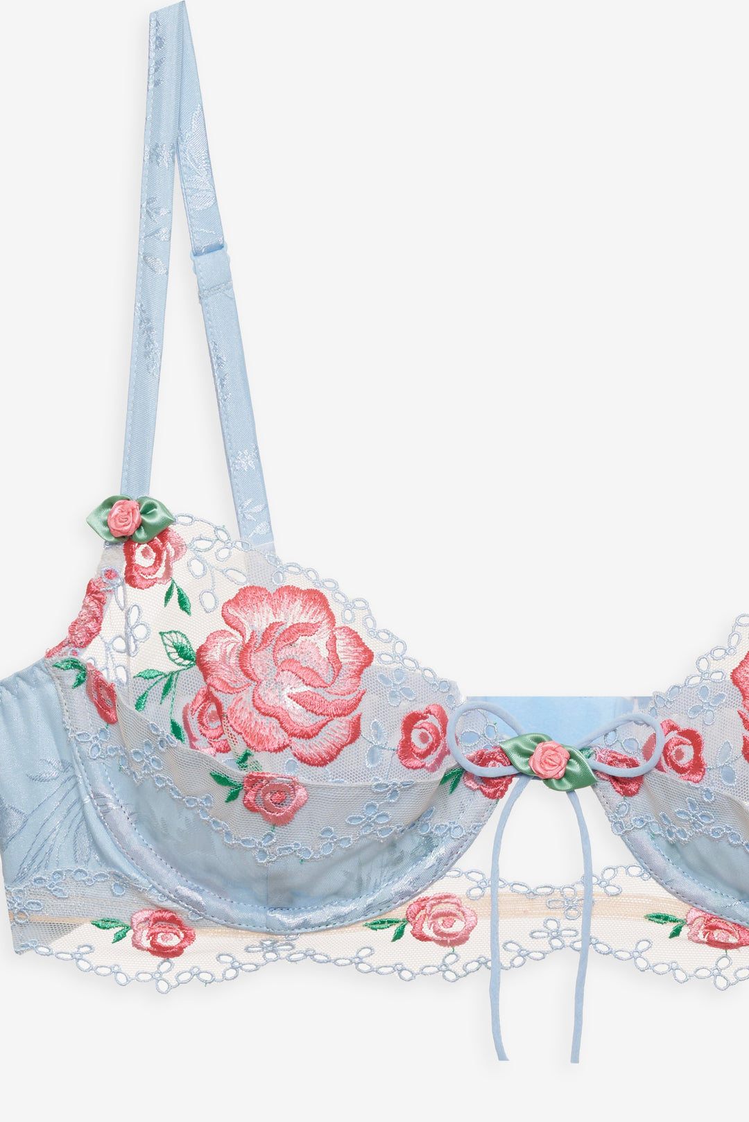 Vintage Rose Eyelet Bra Blue