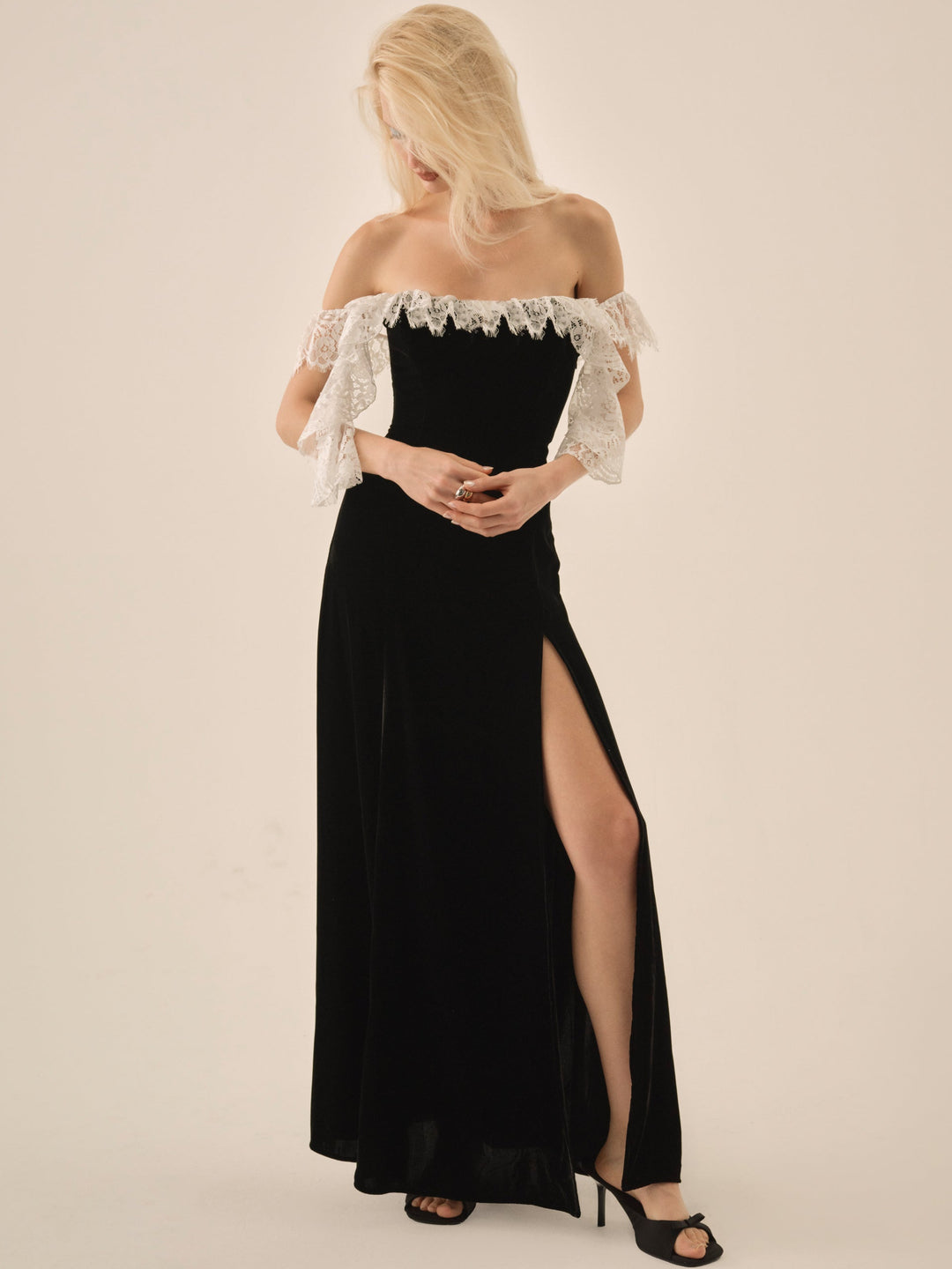La Vie En Bow Velvet Maxi Dress Black