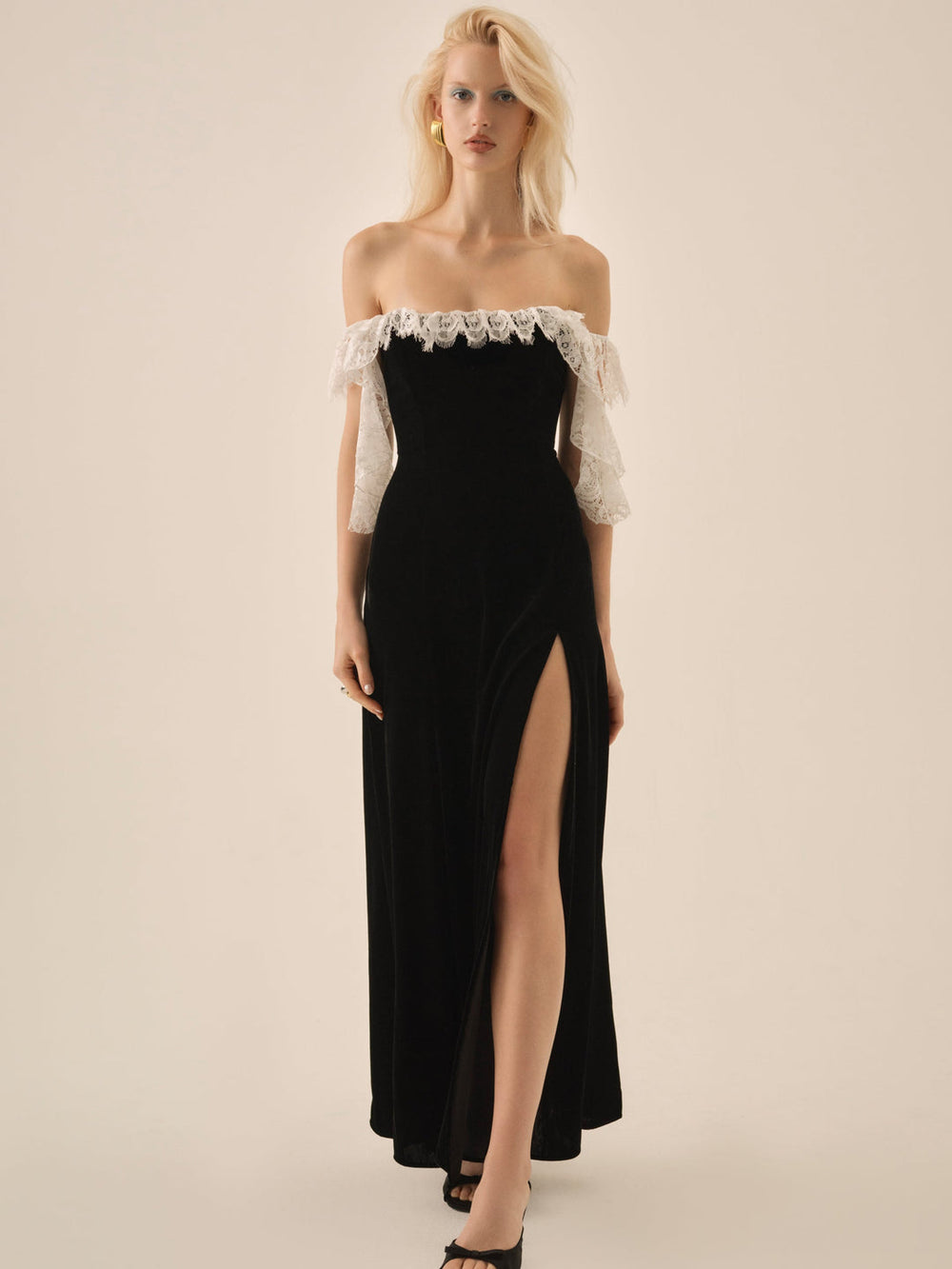La Vie En Bow Velvet Maxi Dress Black