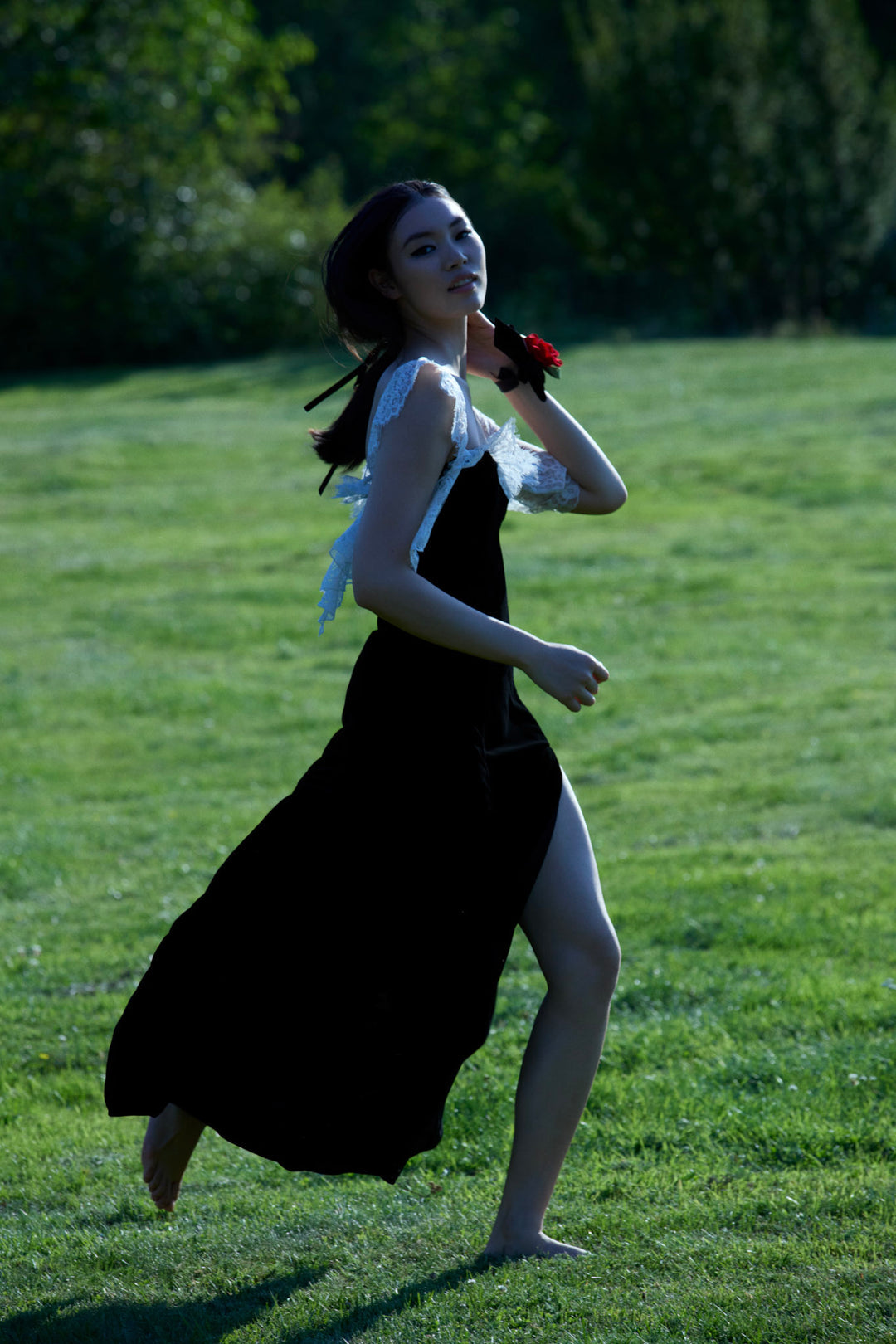 La Vie En Bow Velvet Maxi Dress Black