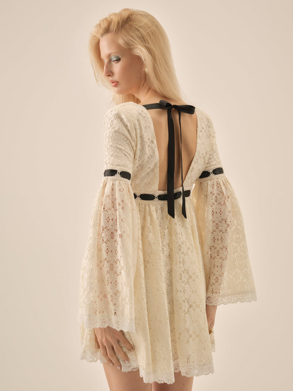 Creampuff Lace Mini Dress Cream