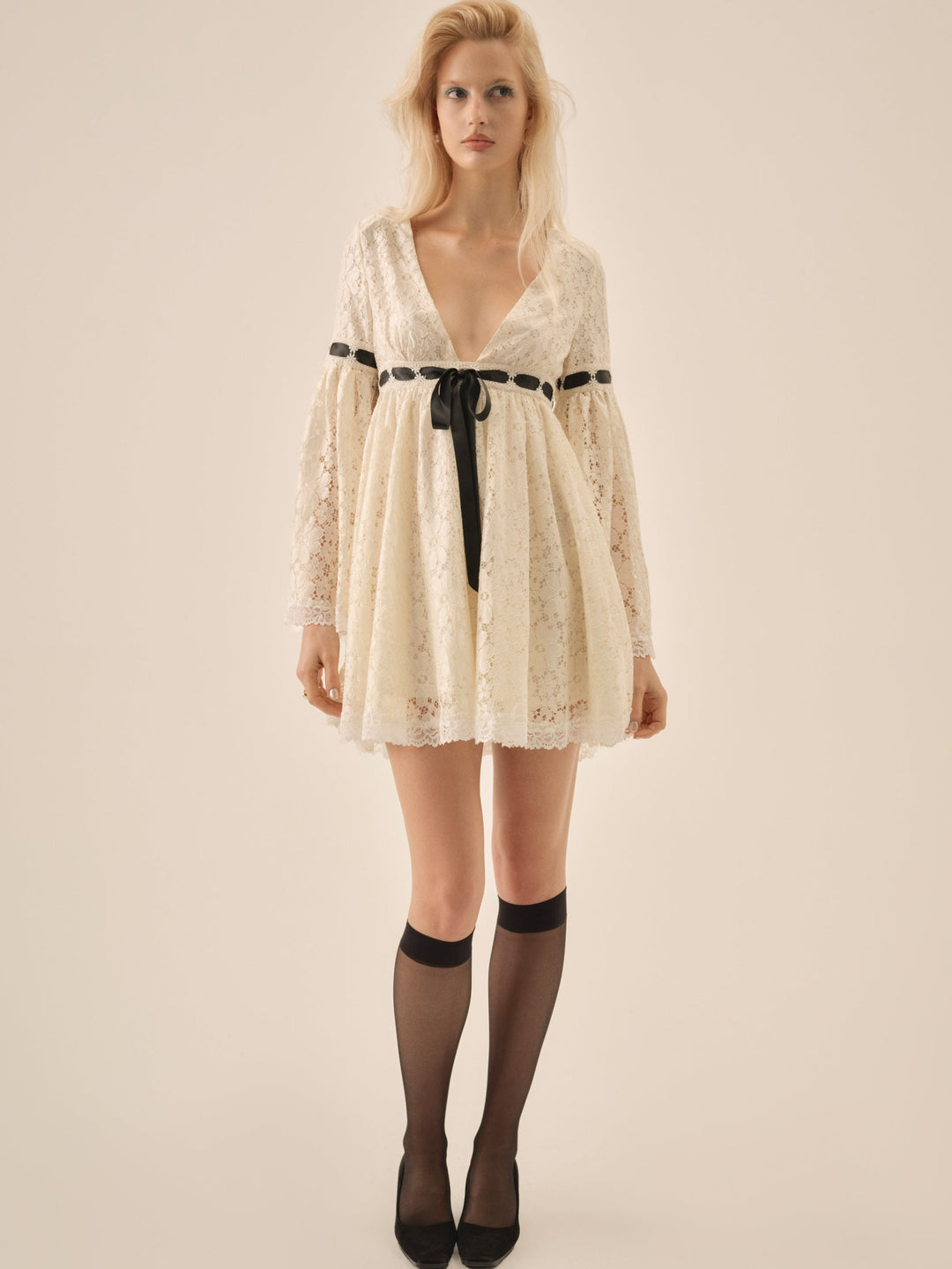 Creampuff Lace Mini Dress Cream