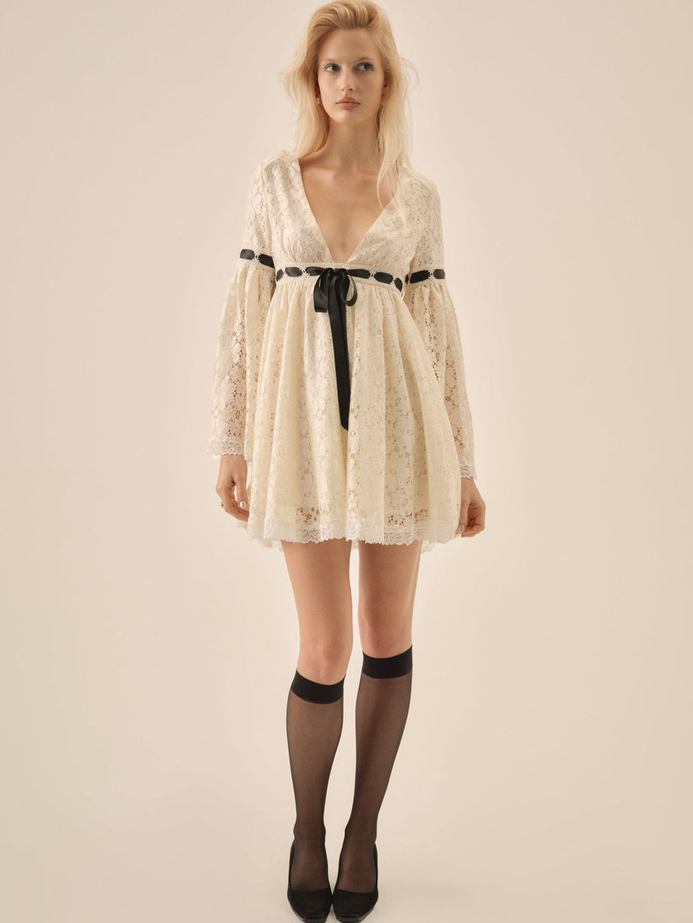 Creampuff Lace Mini Dress Cream