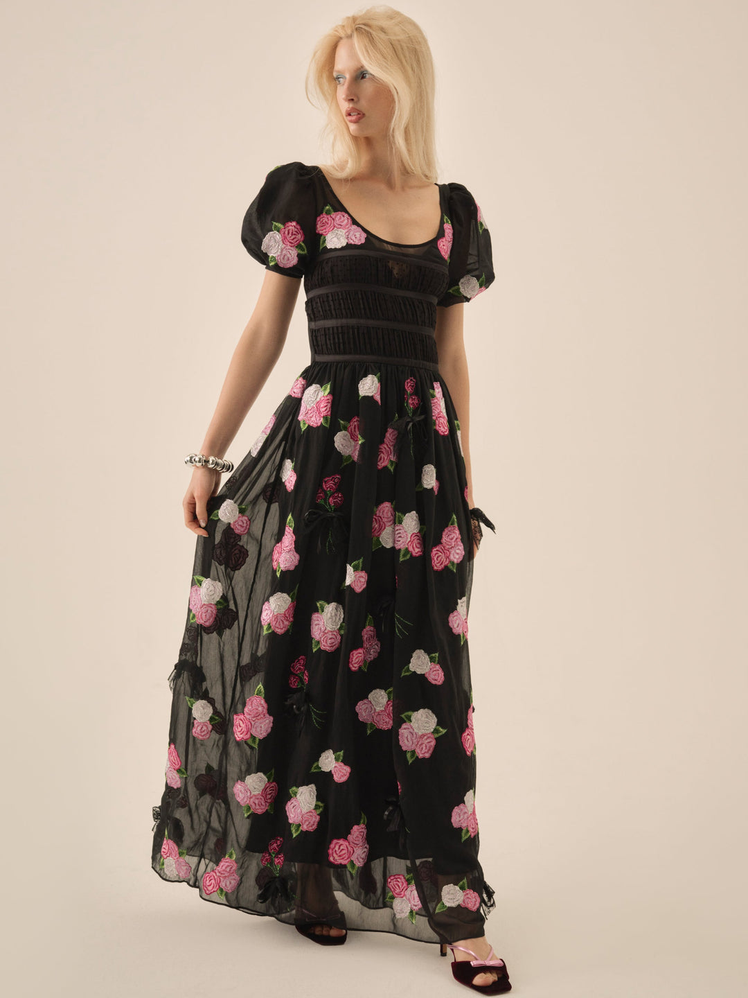 Midnight Garden Maxi Dress Black