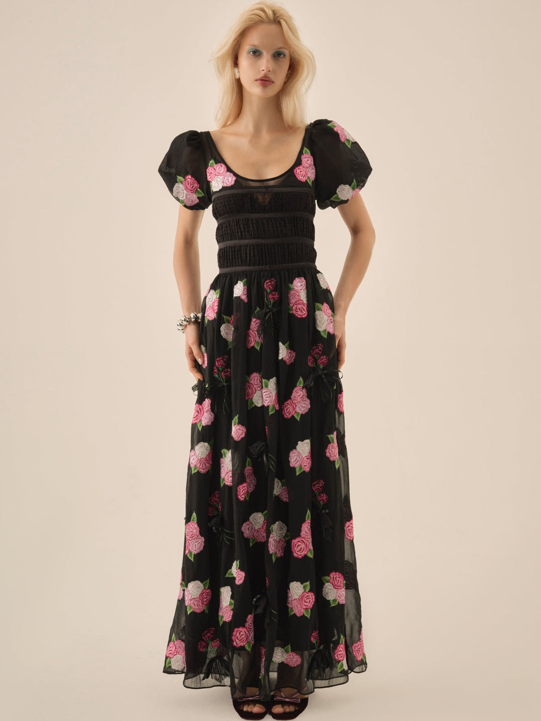 Midnight Garden Maxi Dress Black