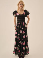 Midnight Garden Maxi Dress Black