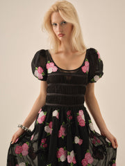 Midnight Garden Maxi Dress Black