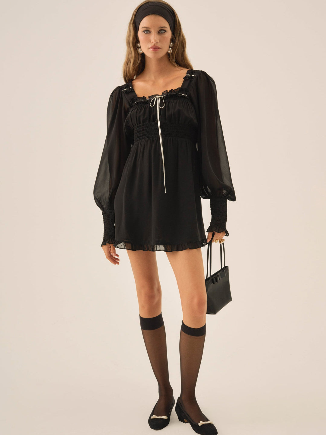 Emmie Chiffon Mini Dress Black