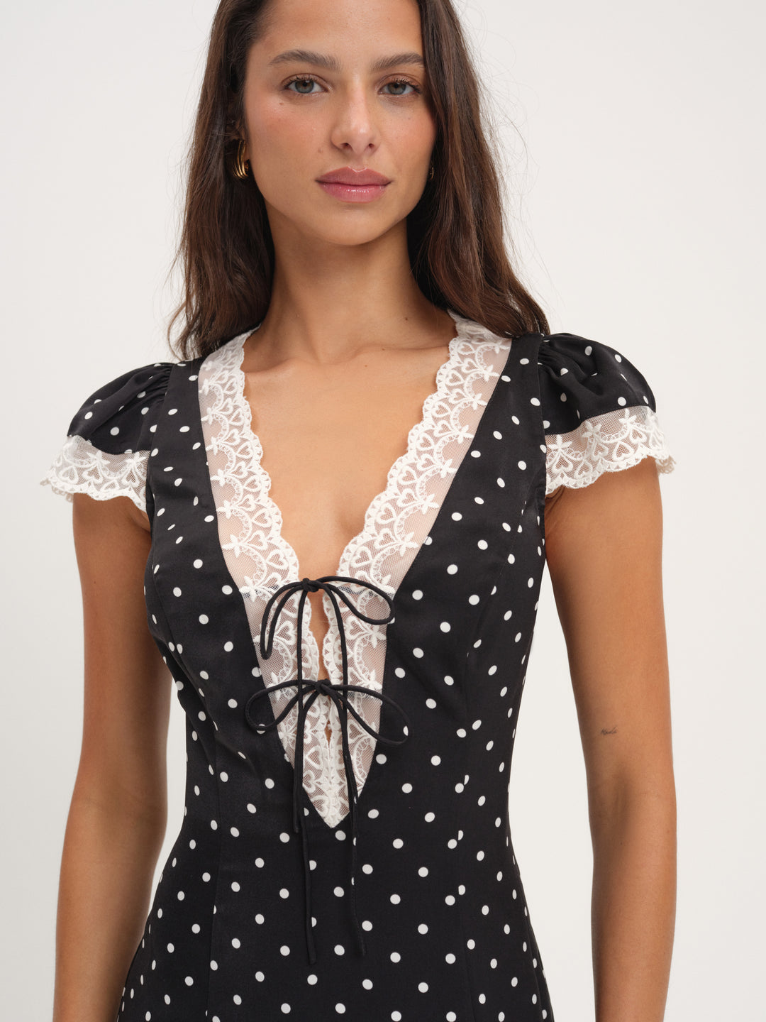Cross Your Heart Midi Dress Black Dot