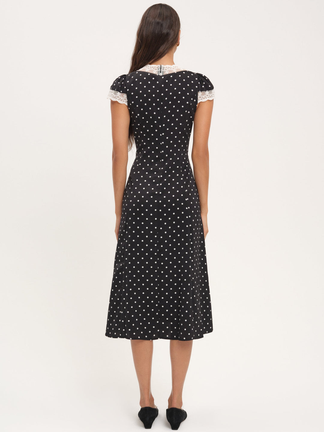 Cross Your Heart Midi Dress Black Dot