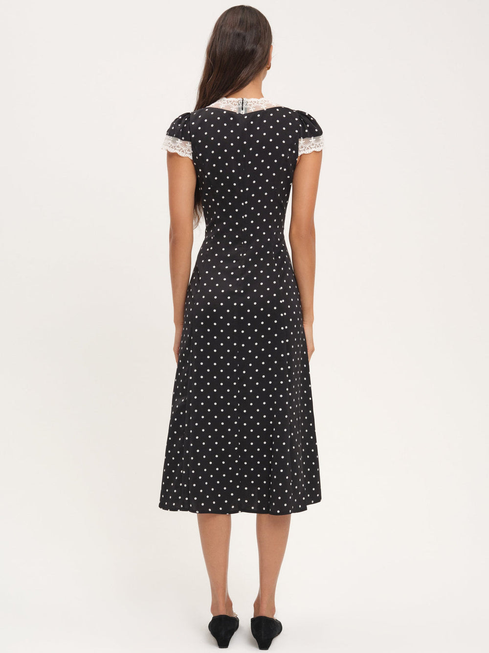 Cross Your Heart Midi Dress Black Dot