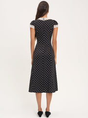 Cross Your Heart Midi Dress Black Dot