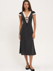 Cross Your Heart Midi Dress Black Dot