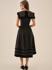 Train Station Poplin Midi Dress Black