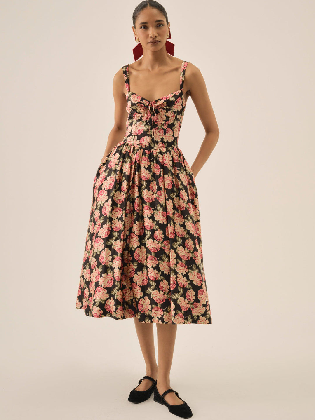 Belmond Floral Midi Dress Black