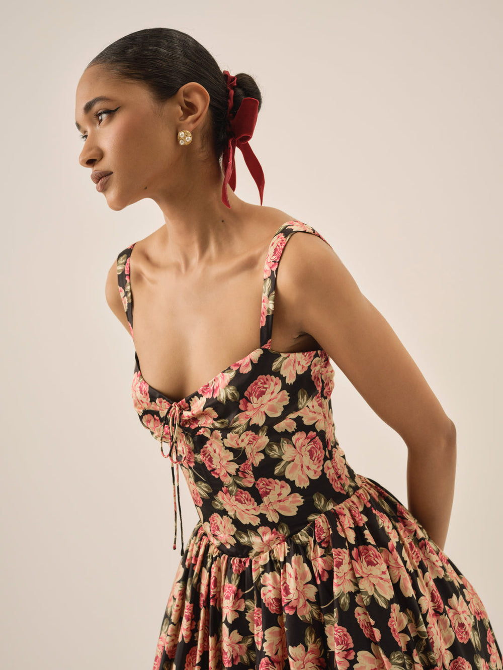 Belmond Floral Midi Dress Black