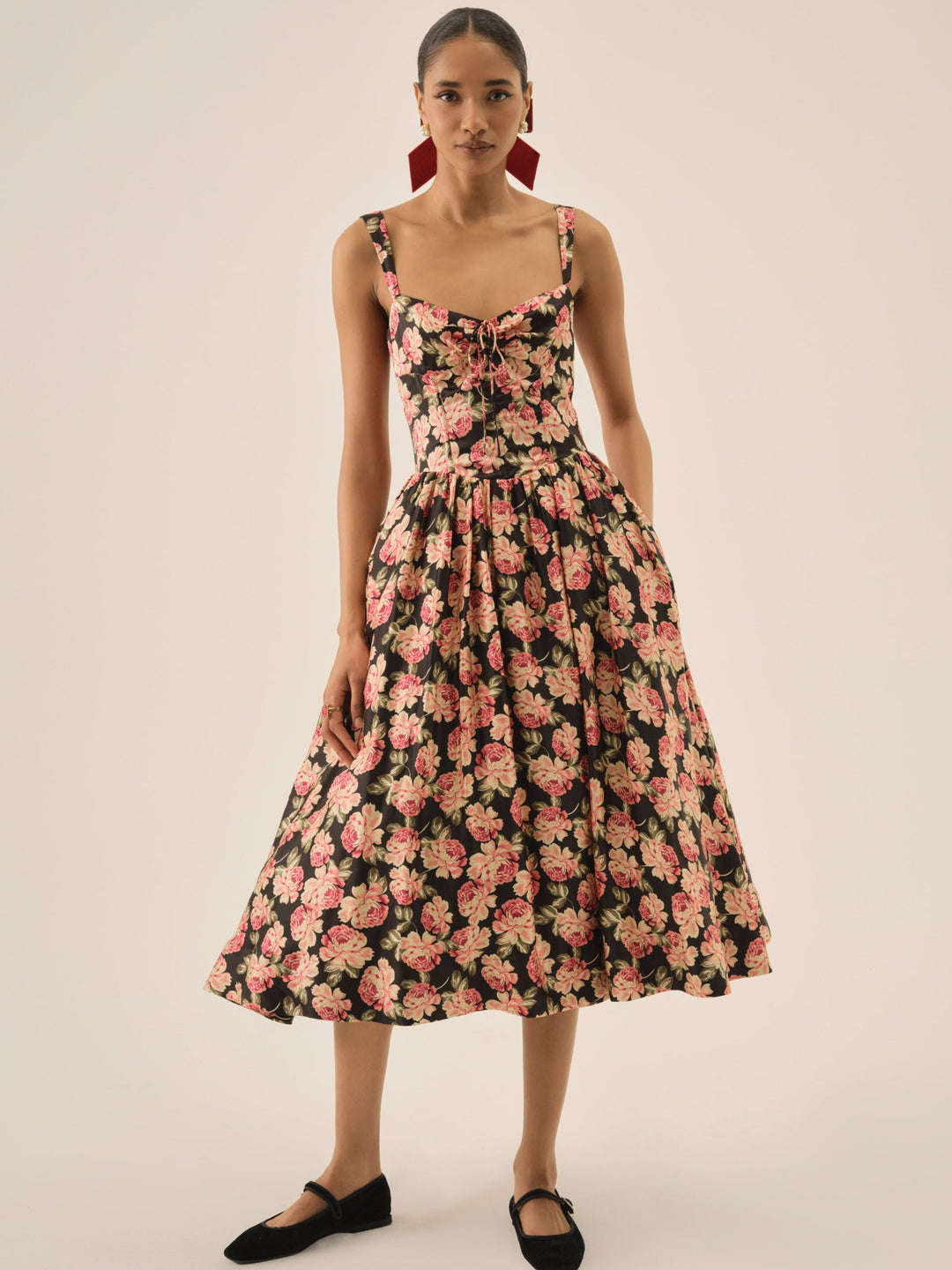 Belmond Floral Midi Dress Black