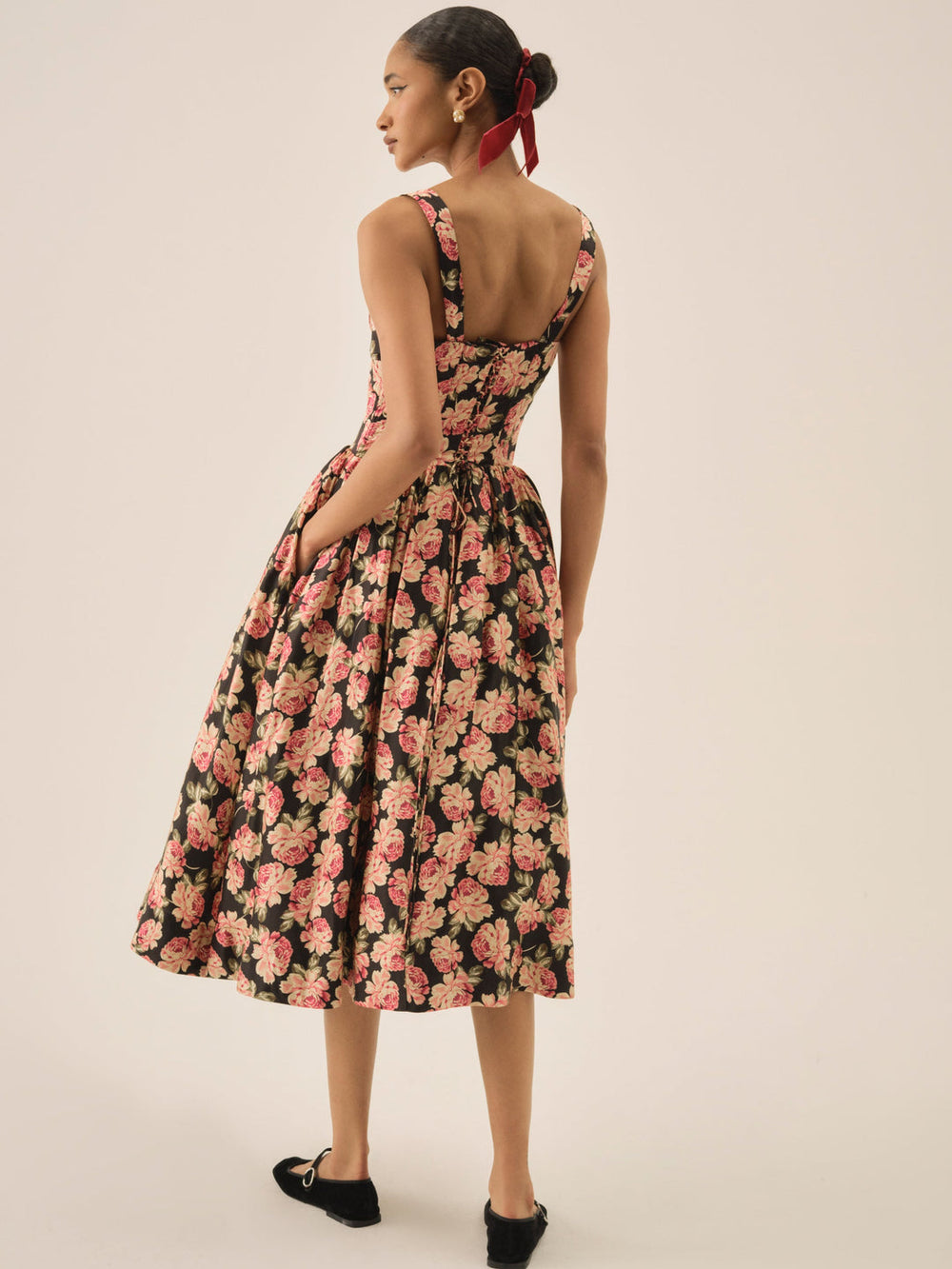 Belmond Floral Midi Dress Black