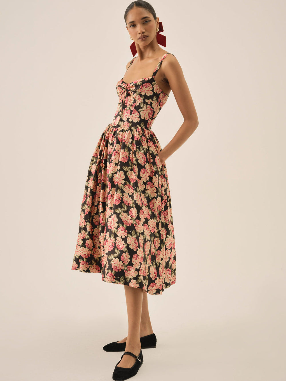 Belmond Floral Midi Dress Black
