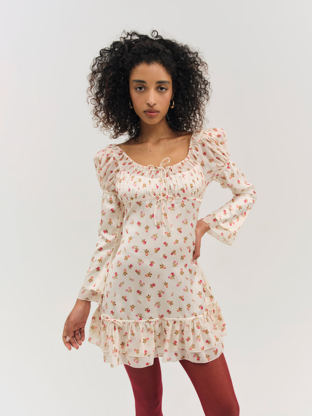 Adahlia Floral Mini Dress Cream