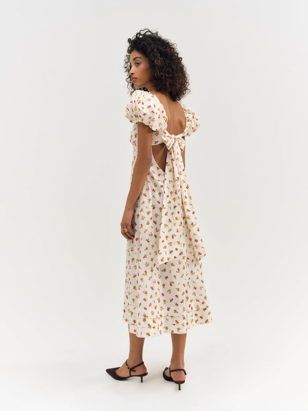 Adahlia Floral Midi Dress Cream
