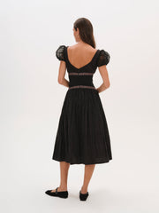 Verbana Eyelet Midi Dress Black