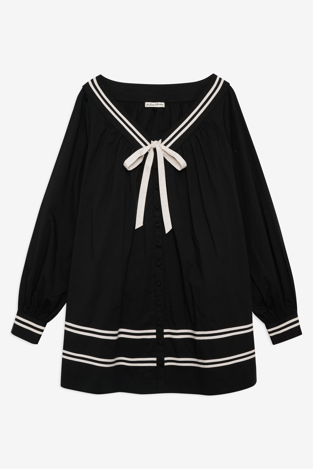 Helena Poplin Long Sleeve Mini Dress Black