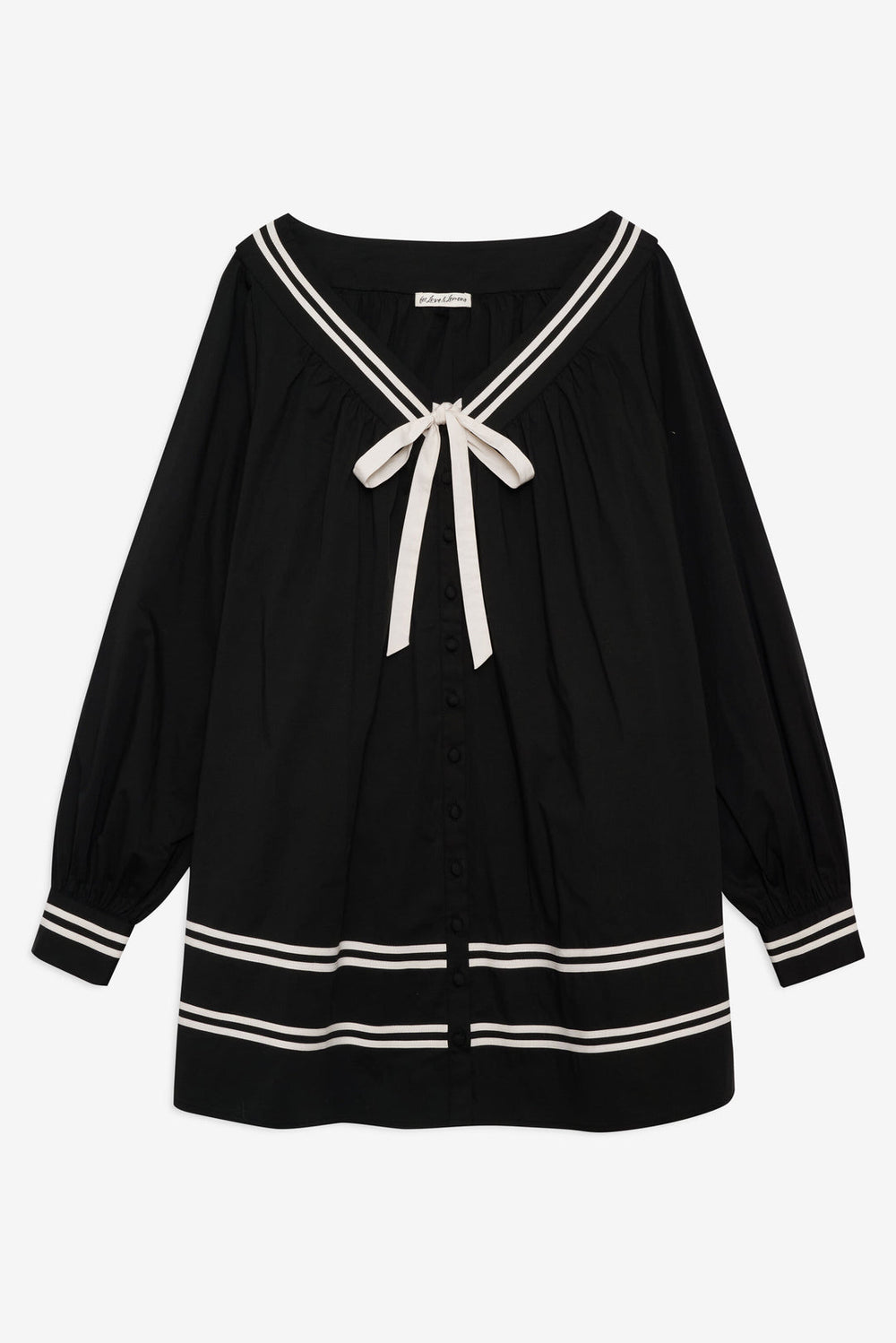 Helena Poplin Long Sleeve Mini Dress Black