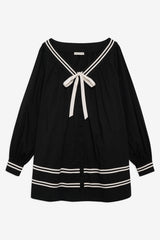 Helena Poplin Long Sleeve Mini Dress Black