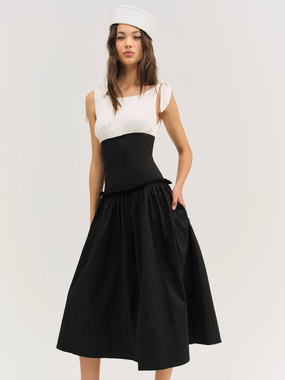 Helena Poplin Midi Dress Black