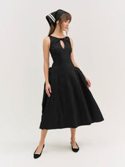 Evanie Structured Midi Dress Black