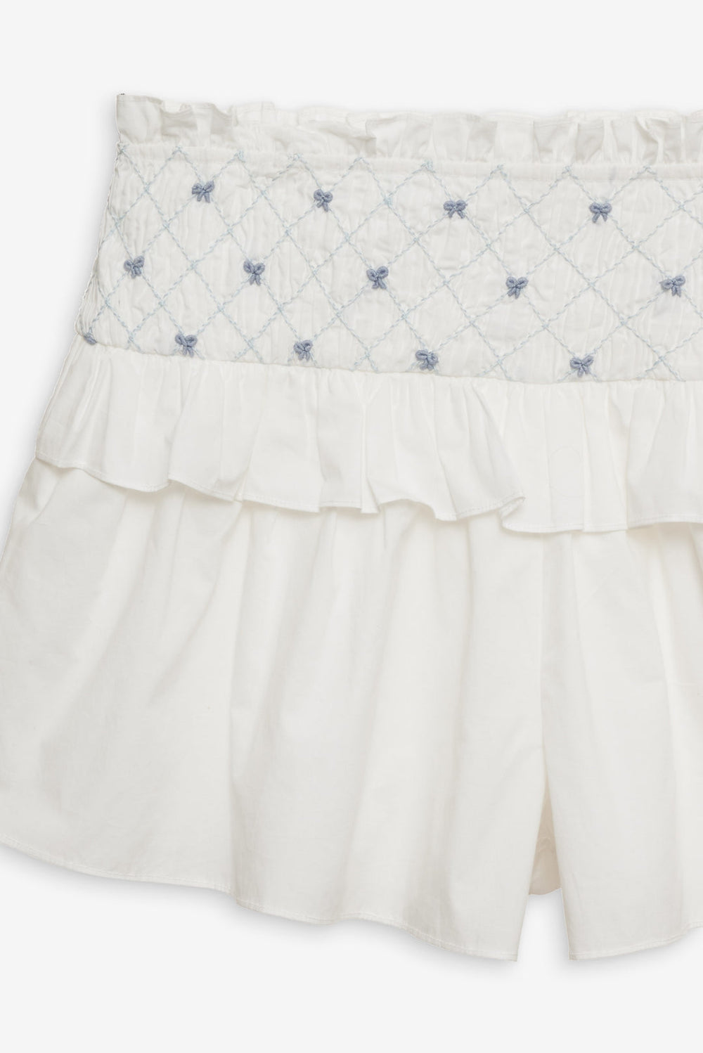 Birdie Bow Smocked Short White