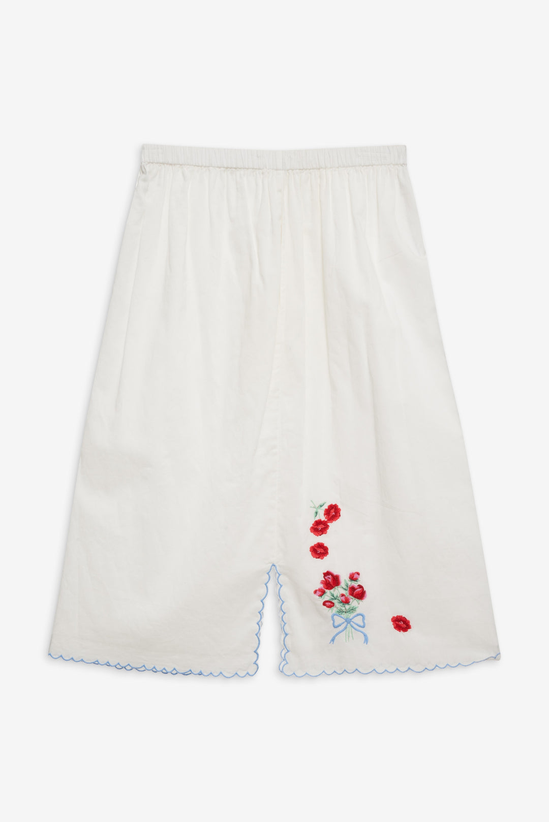 Forget Me Not Embroidery Midi Skirt White