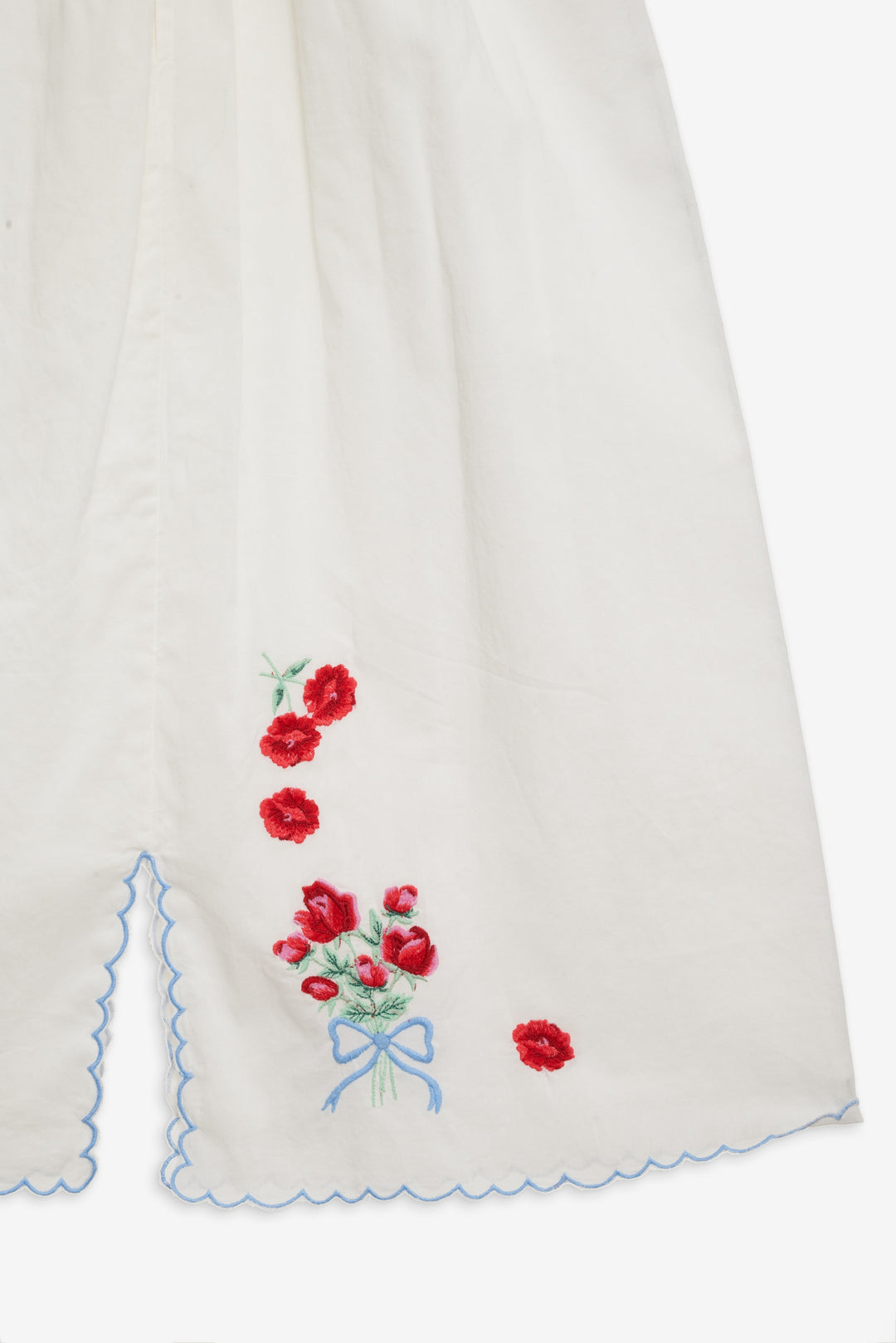 Forget Me Not Embroidery Midi Skirt White