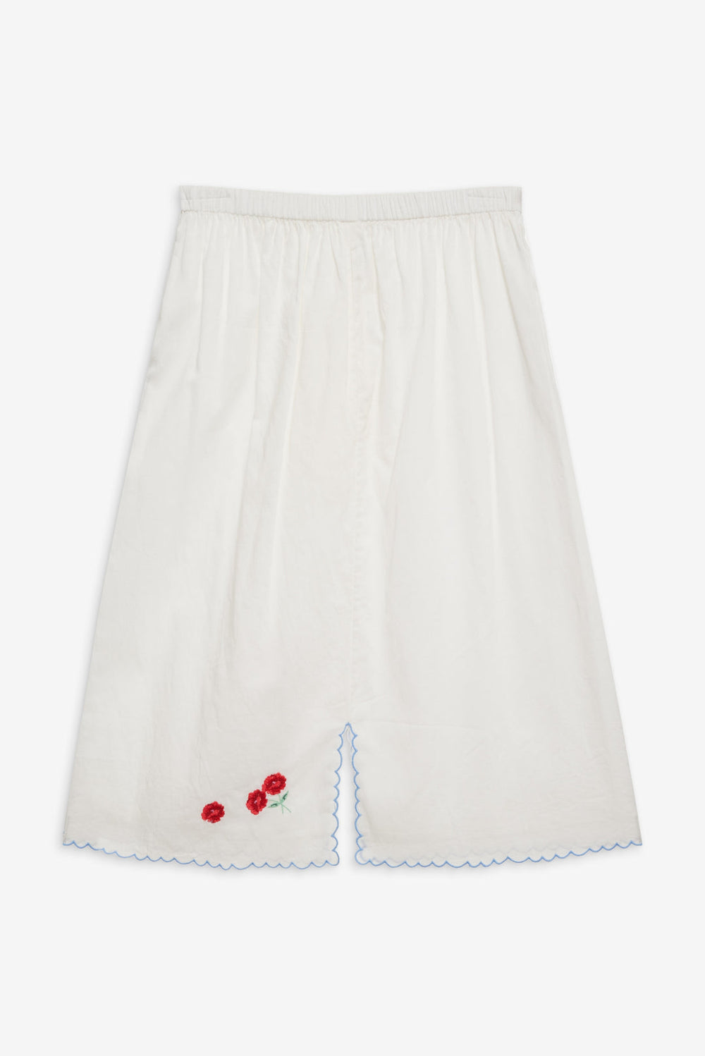Forget Me Not Embroidery Midi Skirt White