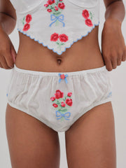 Forget Me Not Embroidery Bloomer Panty White
