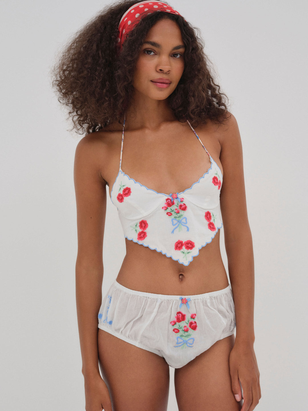 Forget Me Not Embroidery Bloomer Panty White