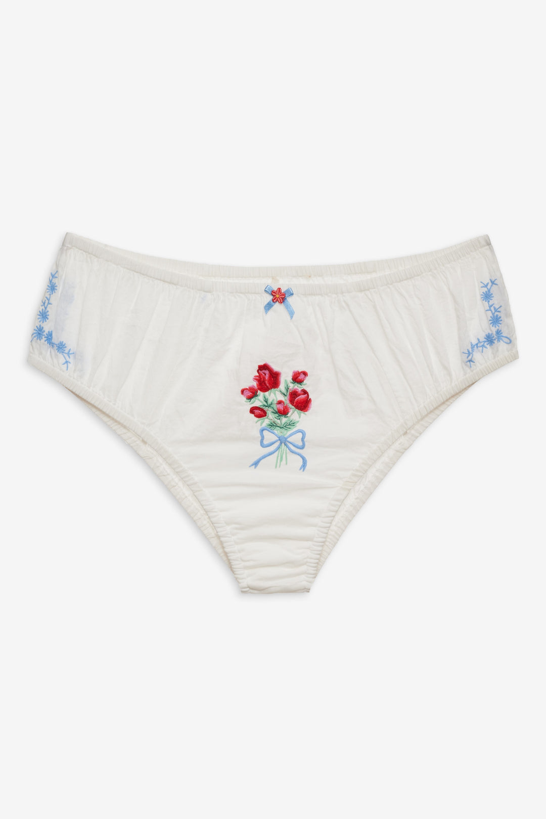 Forget Me Not Embroidery Bloomer Panty White
