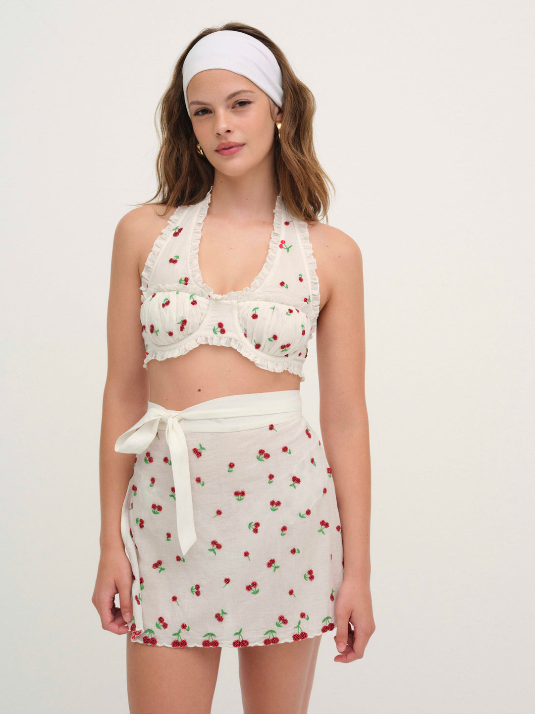 Beaded Cherries Apron Red