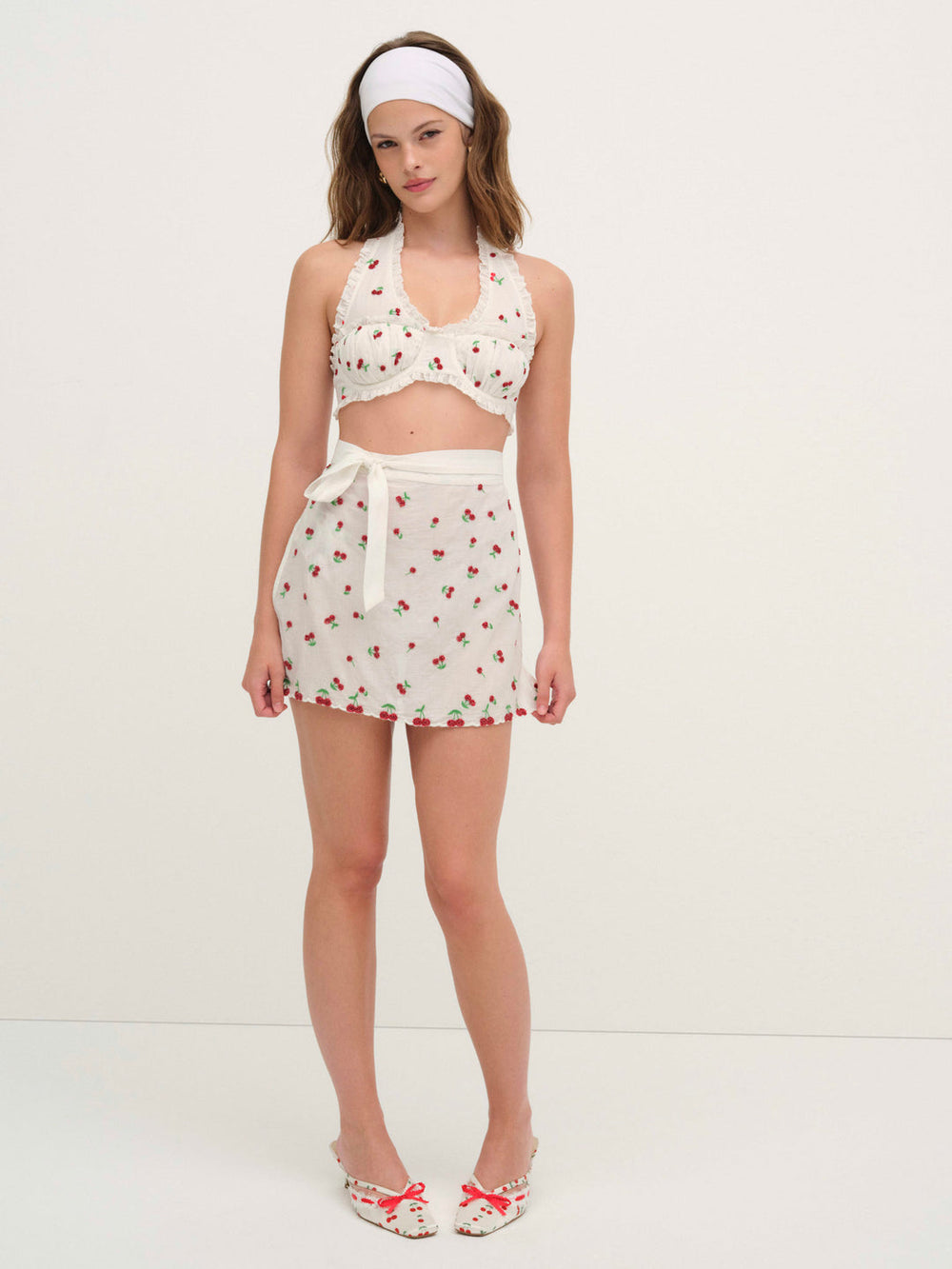 Beaded Cherries Apron Red
