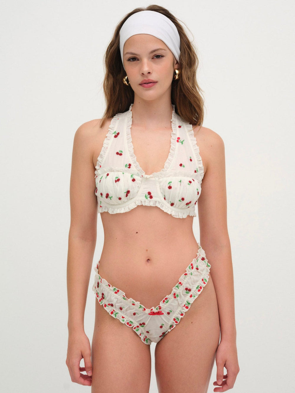 Beaded Cherries Underwire Bra Red