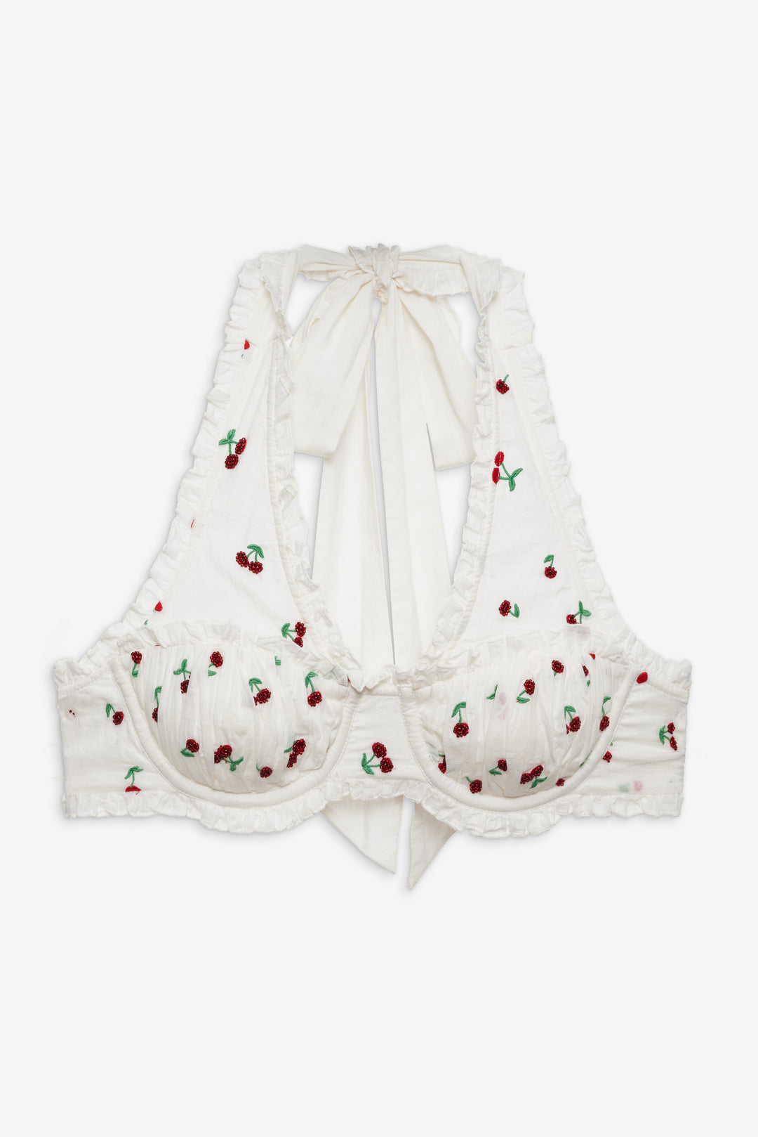 Beaded Cherries Underwire Bra Red