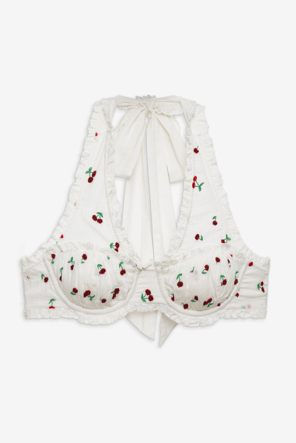 Beaded Cherries Underwire Bra Red
