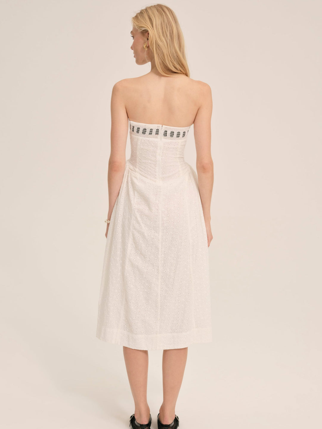 Rosie Ribbon Midi Dress White