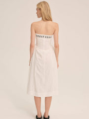 Rosie Ribbon Midi Dress White