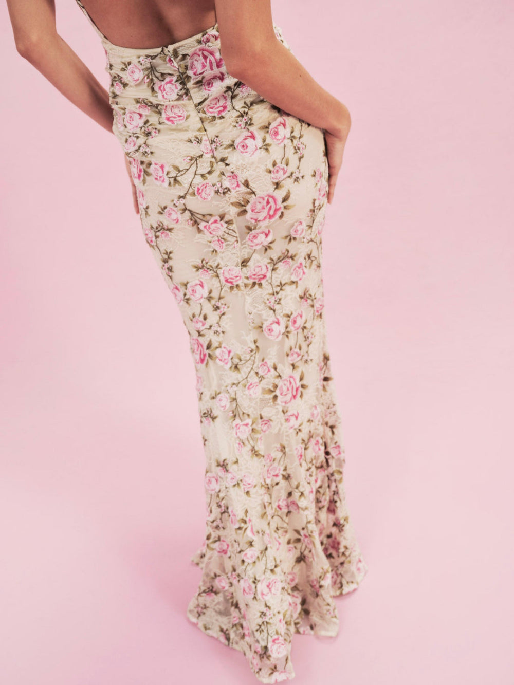Esme Rose Embroidered Gown Pink